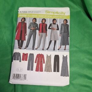 Simplicity Red and Gray Sewing Pattern Set Pattern 4789 Vintage